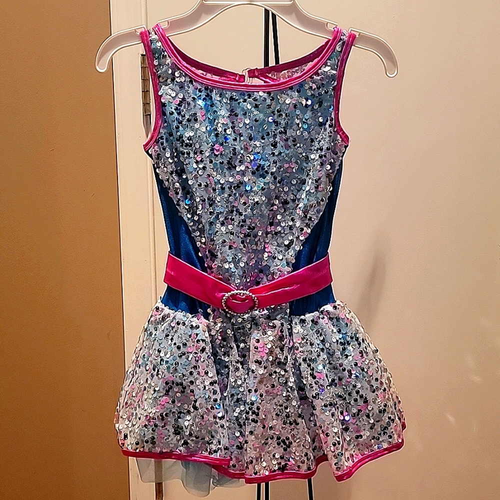 Curtain Call Costumes Ocean Blue Fame Pagent Dance Recital CME 8-10